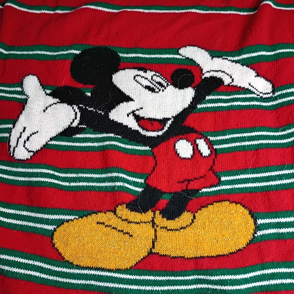 Vintage 90s Mickey Unlimited Disney Sweater Christmas Knit Pullover Made In USA